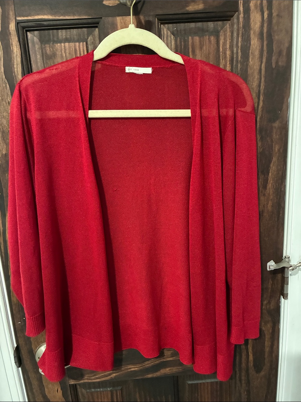 Cato Red Open-Front Knit Cardigan